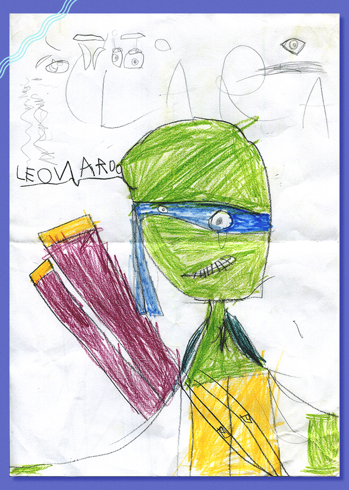 Desenho da Clara Sato, priminha de 4 anos da ilustradora Fernanda Garcia (Kissy), que fez seu Tartaruga Ninja favorito :}