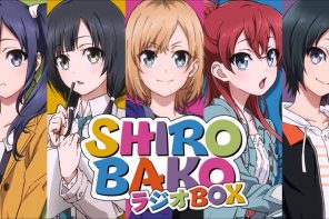 As protagonistas de Shirobako: Imai Midori, Yasuhara Ema, Aoi Miyamori, Sakaki Shizuka e Toudou Misa