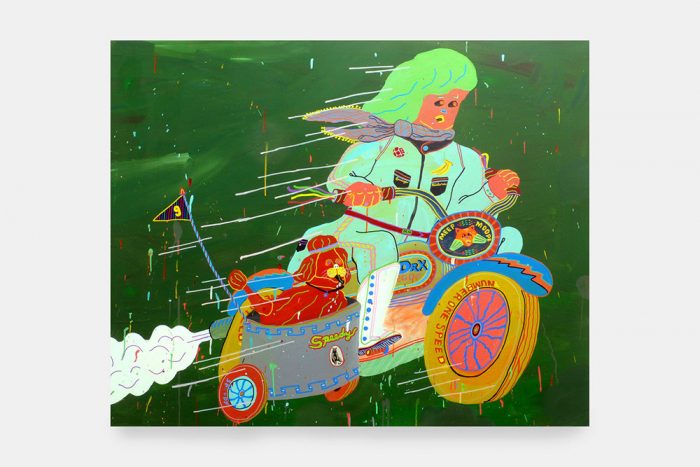 Misaki Kawai, Easy Riders, 2007, Acrylic and collage on canvas, 48 x 60 in, 122 x 152 cm